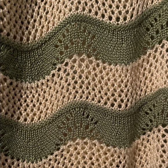 Willow Green and Cream Striped V-Neck Sweater - Picture 4 of 4